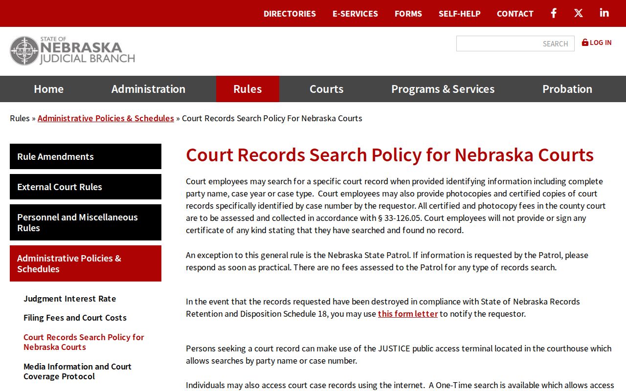 Polk County warrant lookup reference showing the court records search policy