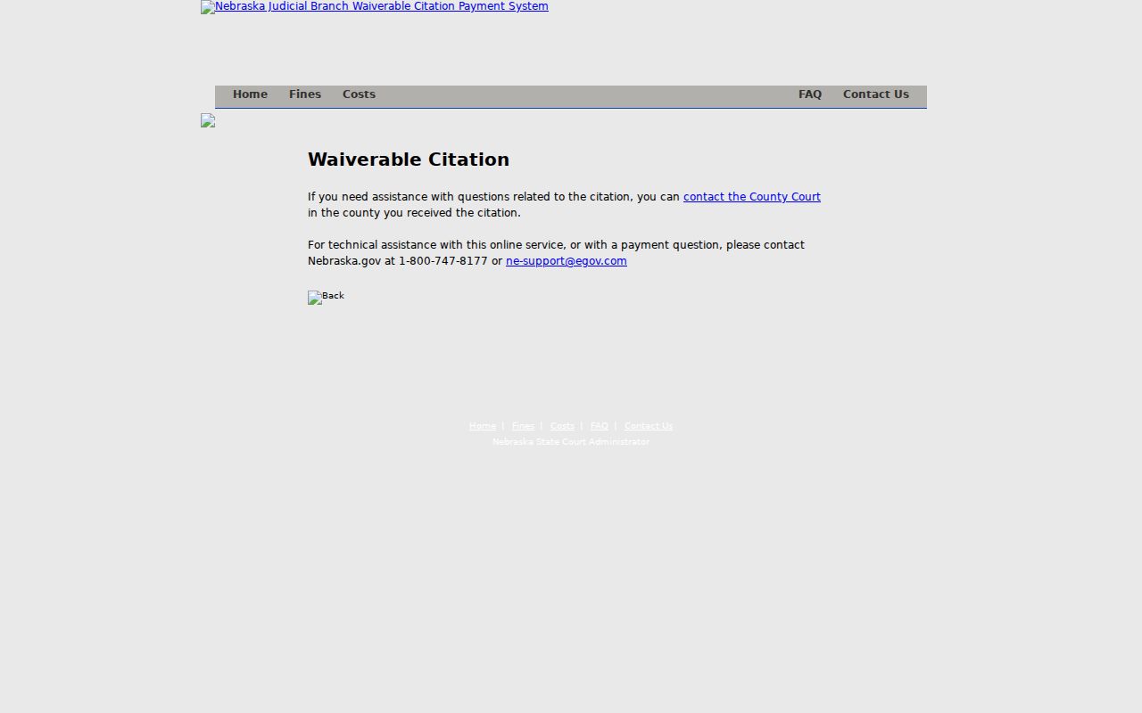 Polk County traffic warrant search reference showing the Nebraska citation portal