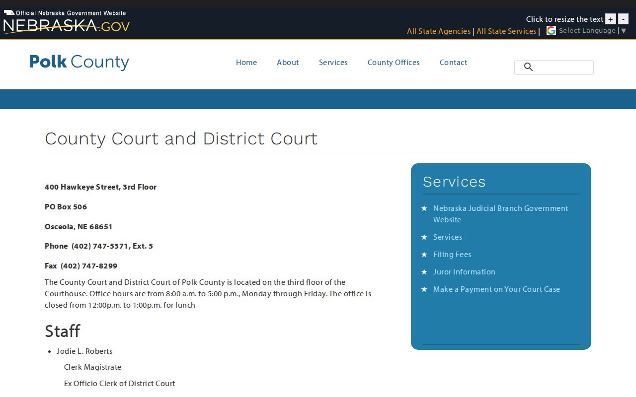 Polk County warrant records reference showing the county court address