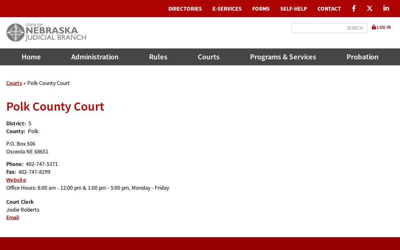 Polk County arrest warrant search reference showing the state court directory